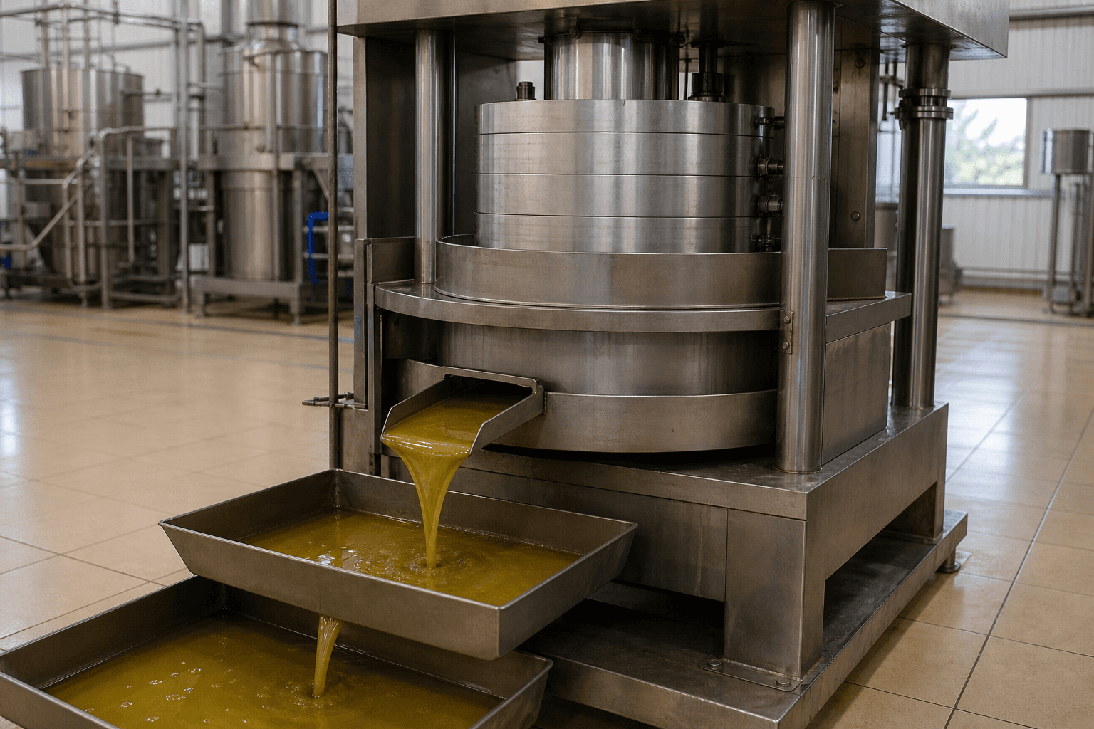 Presse industrielle extrayant du beurre de cacao liquide